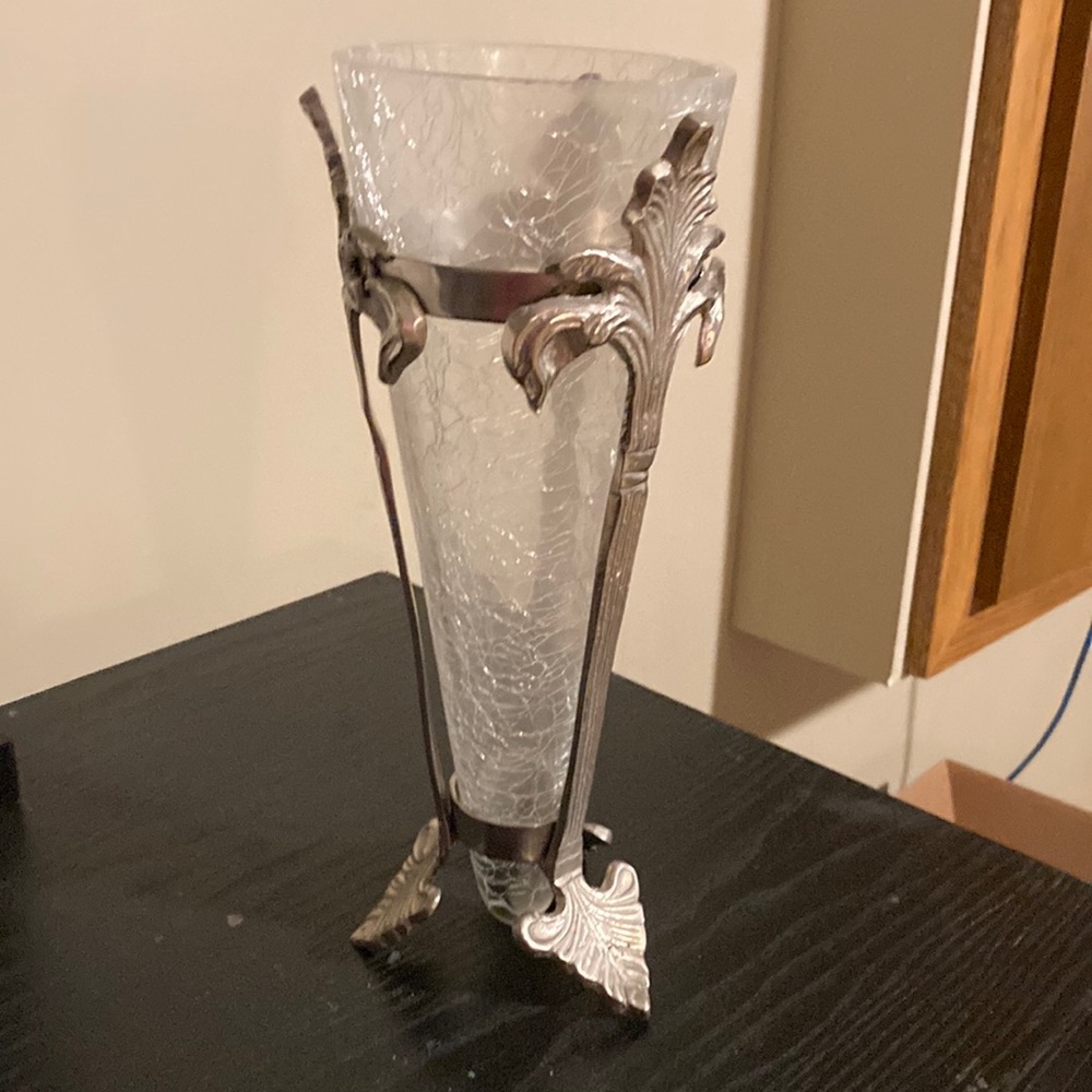RARE Vintage/antique crackle glass vase in